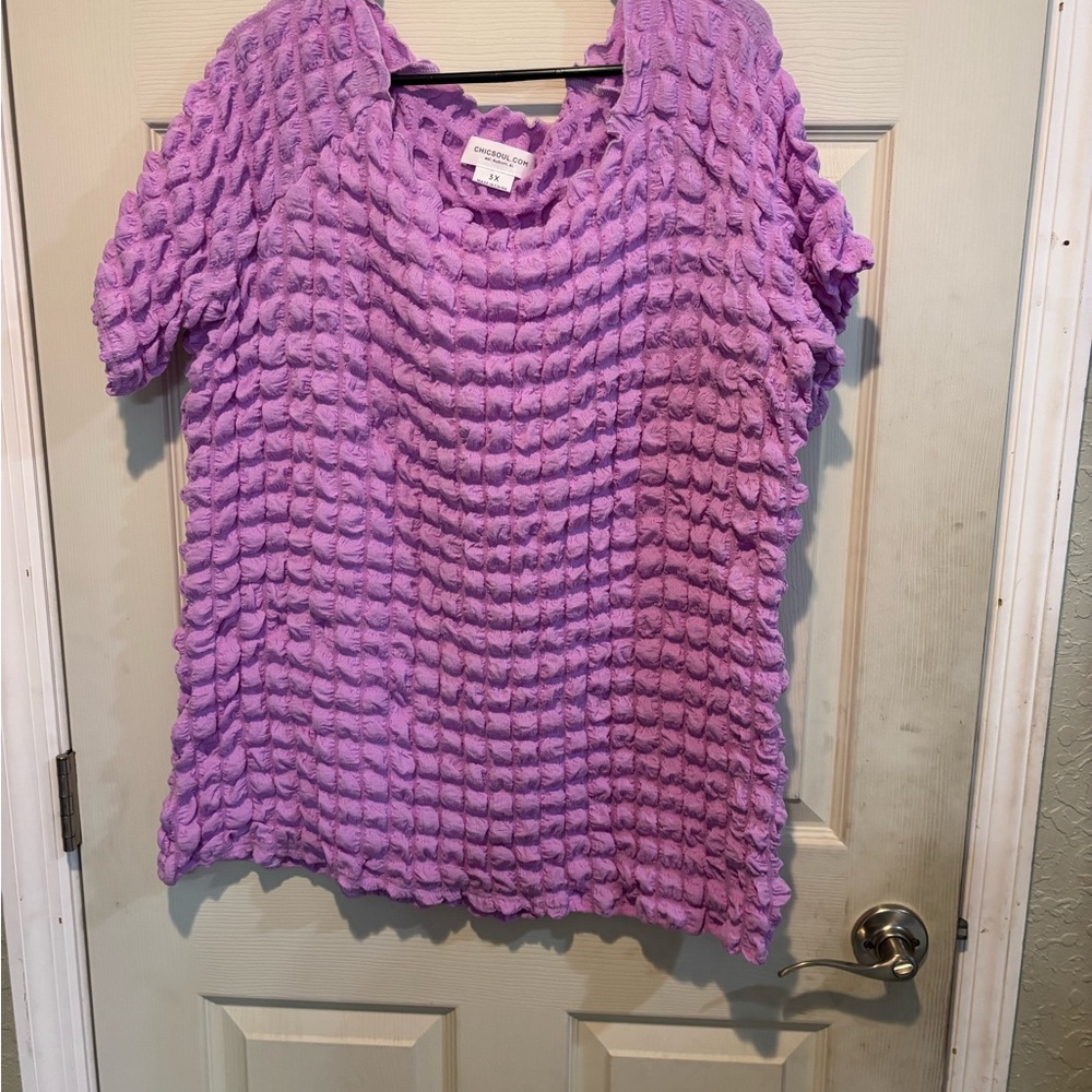 Catherines Lavender Textured Short Sleeve Top